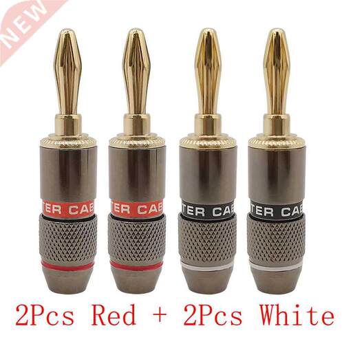 4Pieces Gold Plated Banana Plug Connector Audio Video Speake