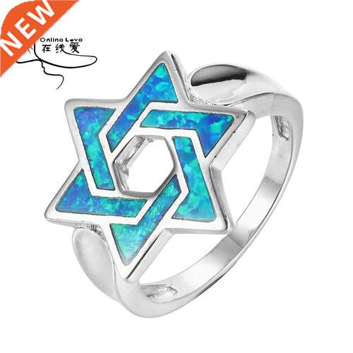 Star of Davd Rng Cool Punk srael Jewsh Male Jewelry Bl