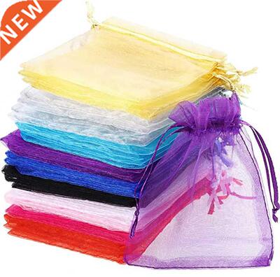 50pcs/lot 7x9cm 9x12cm Drawstring Organza Bags Jewelry Packa