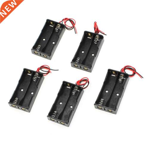 5 pcs 2 x 1.5V AA Battery Holder Case Box Black w Wire Leads