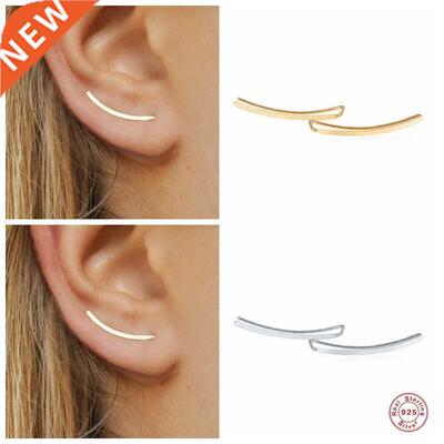 Aide 925 Sterling Silver Smooth Long Line Ear Climber Stud E
