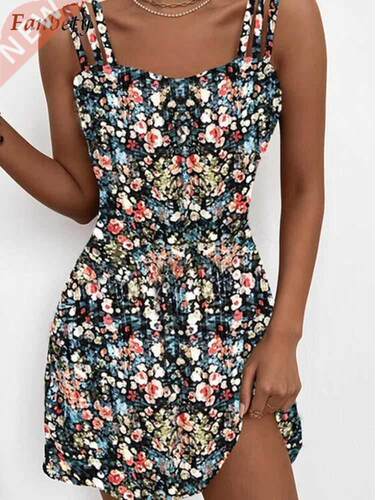Women Elegant Pattern Print Party Dress 2022 Summer Fashion