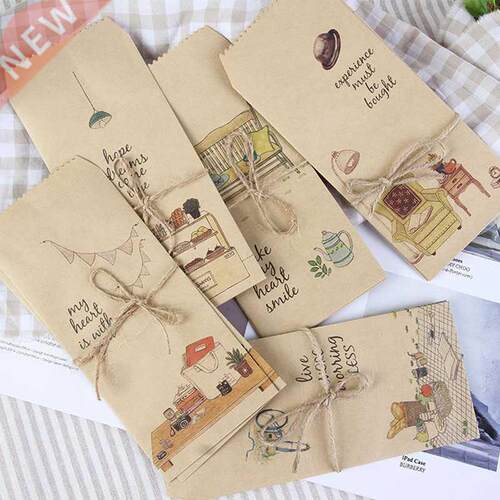 50pcs Vintage Kraft Paper Bags Retro Paper Envelopes With H