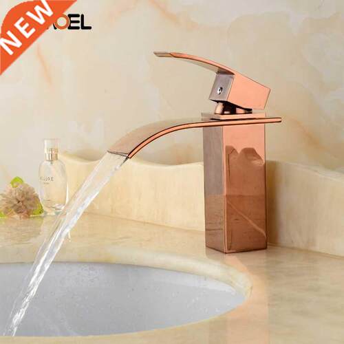 Samoel Rose Golden Bathroom Sink Faucet Brass Polish Deck M