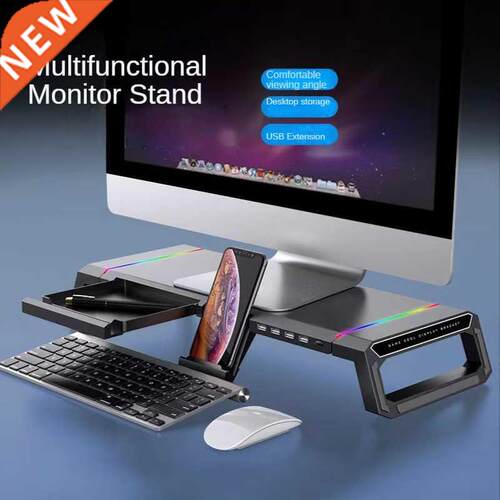 Monitor Stand Desktop RGB Gaming Light with USB 2.0 Hub Lapt
