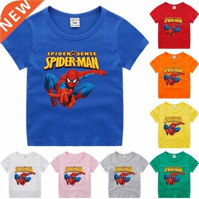 Cartoon Spiderman Print Boy T-Shirts Cotton Short Sleeve Chi