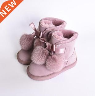 Genuine Fashion Winter thick snow boots Leather Kids warm