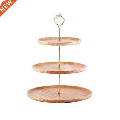 Family Time Wood Fruit Cake Stand Display With Handle Easy