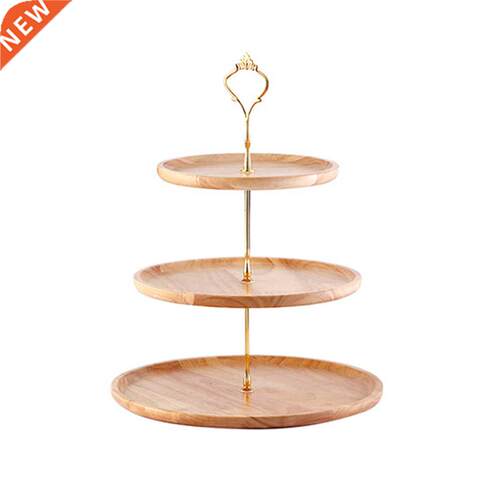 Family Time Wood Fruit Cake Stand Display With Handle Easy
