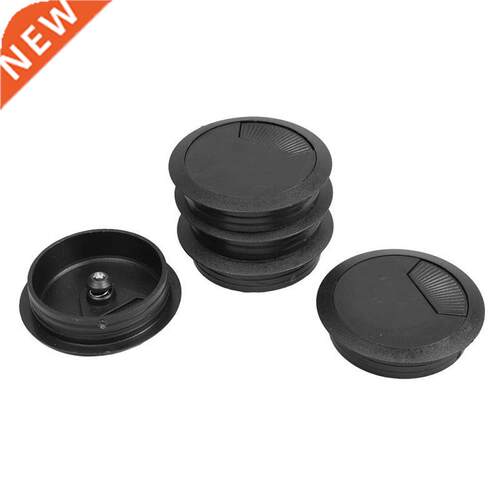 5 Pcs Black 70mm Dia Round Plastic Cable Hole Covers for Com