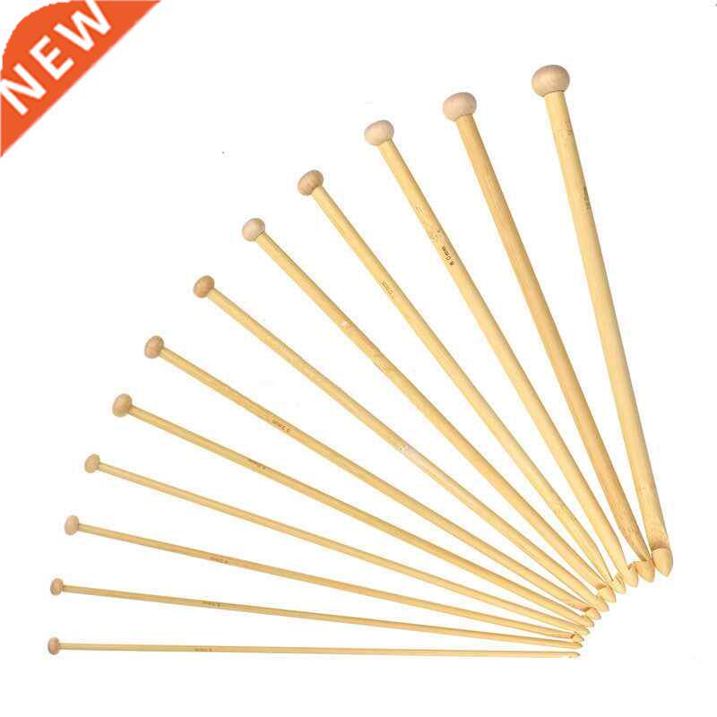 12Pcs/Set 25cm Bamboo Handle Crochet Hook Knit Craft Knittin