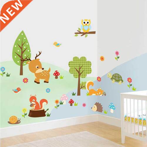 Cartoon Forest animals Wall Sticker kids rooms living room D
