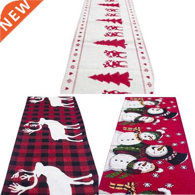 Christmas Tablecloth Tree Snowman Elk Table Runner Merry Xma