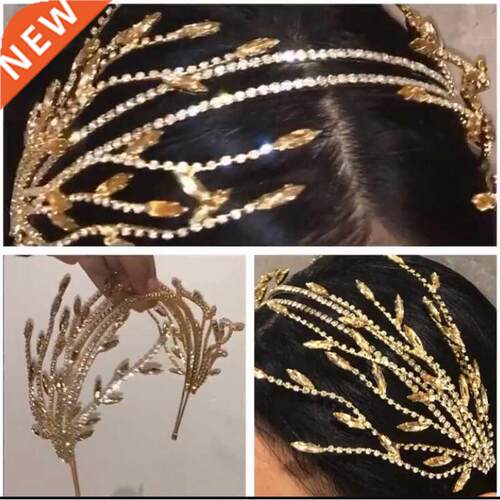 Crystal Pearl Bride Headband Hair Accessories For Women Leaf