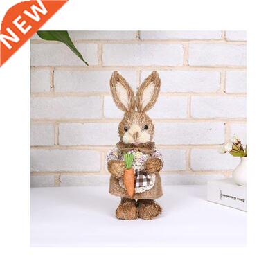 2021 Cute Straw Rabbit Bunny Easter Decorations Hiday Home