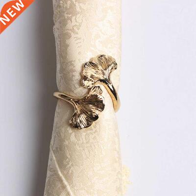 1 PCS Ginkgo Leaf Metal Napkin Ring Creative Gold Color