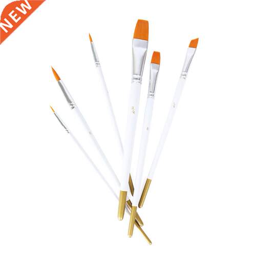 6pcs/set Reusable Nylon Oil Painting White Rod Set Manicure