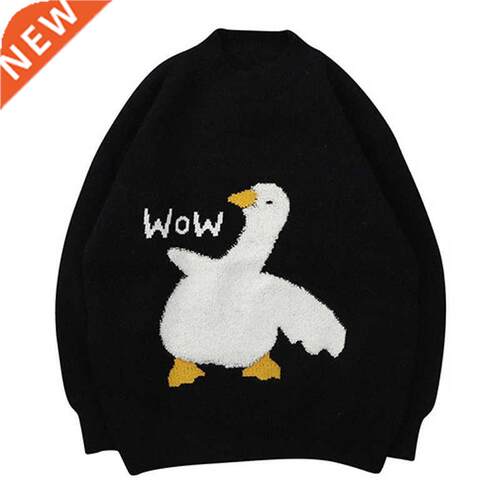 Oversize Knitted Duck Sweater Wow Men Harajuku Winter Cartoo