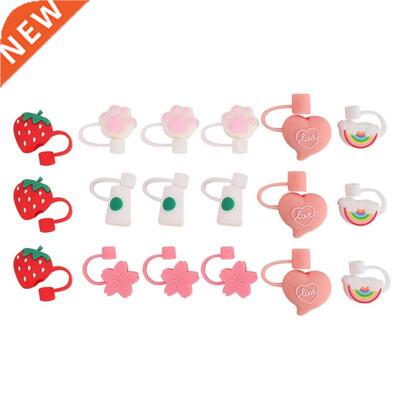 Silicone Straw Tips Cover Reusable Drinking Straw Tips Lids