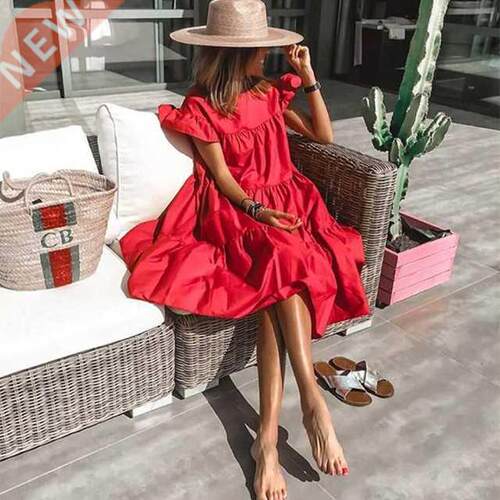 Retro Oversized Patchwork Dress Women's Elegant O-Neck Ruffl