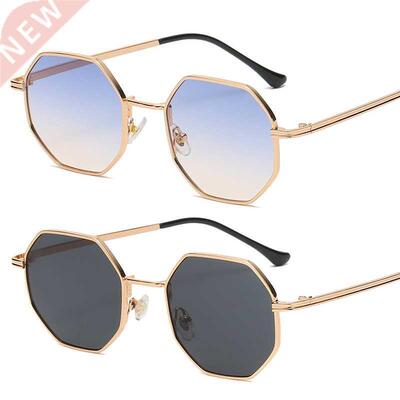 Vintage Polygon Sunglasses Men Octagon Metal Driving Sunglas
