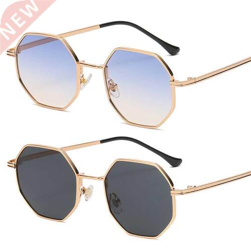 Vintage Polygon Sunglasses Men Octagon Metal Driving Sunglas