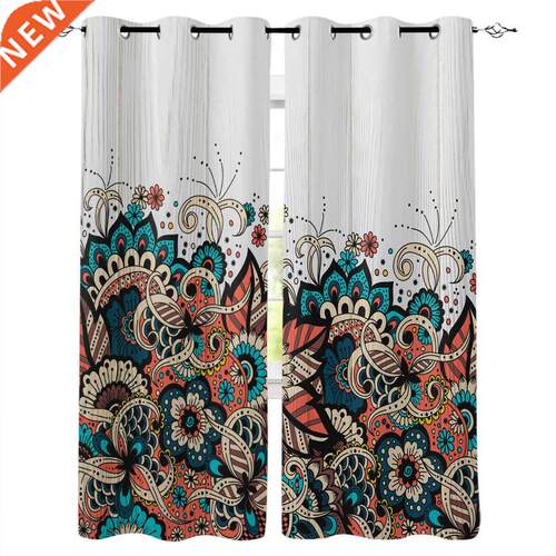 New Luxury Curtains Mandala Pattern Flower Wood Grain