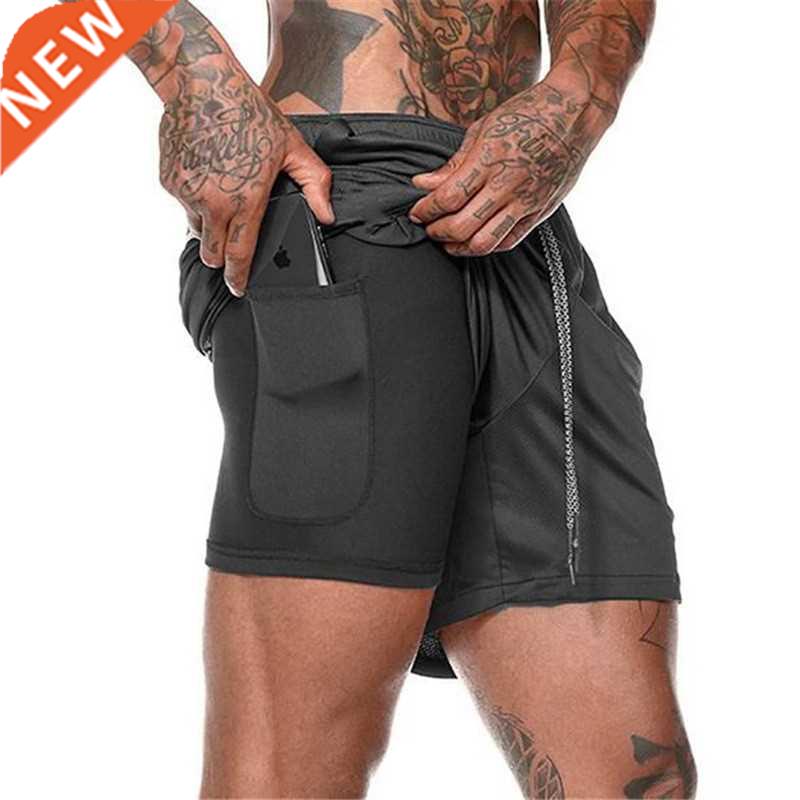 Double layer Jogger Shorts Men 2 in 1 Short Pants Gyms Fitne