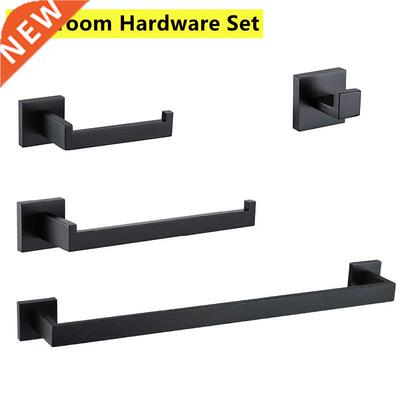 4pcs Bathroom Hardware Set Matte Black Stainless Steel Robe