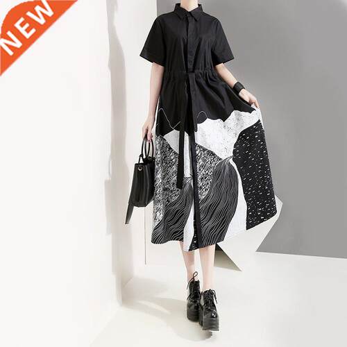 ladies summer party long dress shirt dresses for women衬衫裙