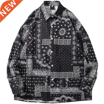 Vintage Cashew Flowers Shirt Men 2021 New Japanese Style Lon