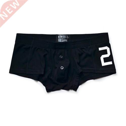 Man's Underwear Shorts Solid Boxers Buttons Underpan