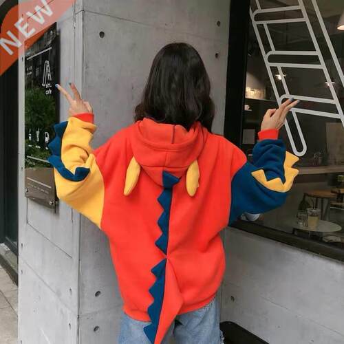 Dinosaur cartoon oversized hoodie women Fashion Women Sweats