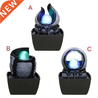 Resin Waterfall Fountain with LED Lights Desktop Decor Feng