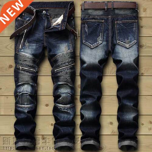 Dropshipping Fashion New Biker Jeans Men's Distresse