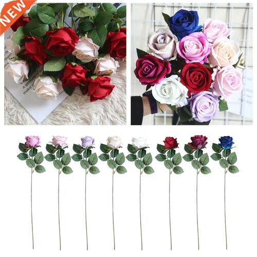 1 Heads Artificial Rose Flowers Bouquet Silk Flowers Rose
