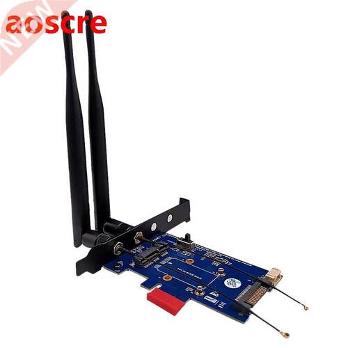 2 Antenna Mini PCI-E PCI Express to PCI-E 1X Adapter with SI