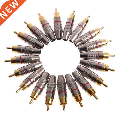 20 Pcs RCA Plug Audio Video Locking Cable Connector Gold Pla