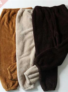 New Winter Flannel mens sleep bottoms thicken warm sweatpant