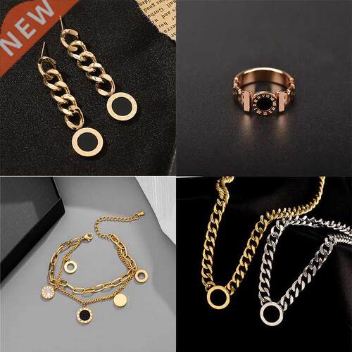 MEYRROYU Stainless Steel Punk Roman Numerals Fashion Jewelry