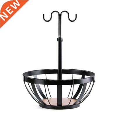 Countertop Iron Drain Rack Hanging Fruit Vegetables Basket B