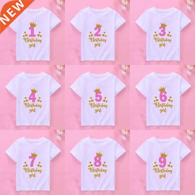 New Kids Girls Summer Birthday T-shirts Short Sleeved T Shir