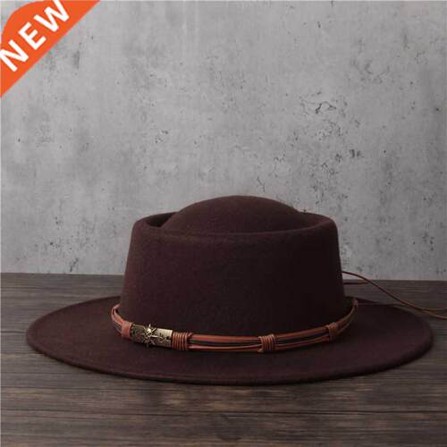 Fashion Women Men Flat Fedora Hat Lady Tassel Pork Pie Hat G