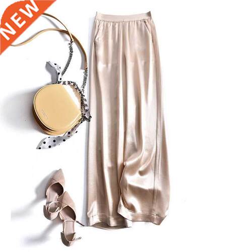 Acetate satin raight-leg casual pants women's large size 2