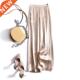 women raight size large pants casual leg satin Acetate