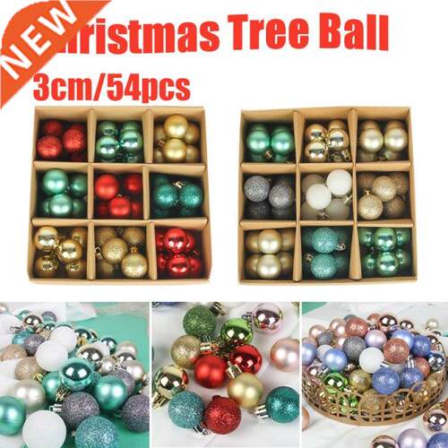 54pcs cm Christmas Tree Decor Ball Glitter Gd Plastic Bau