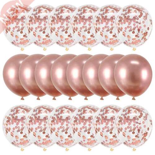 20Pcs Rose Gold Balloon Set Confetti Metallic Balloons Birt