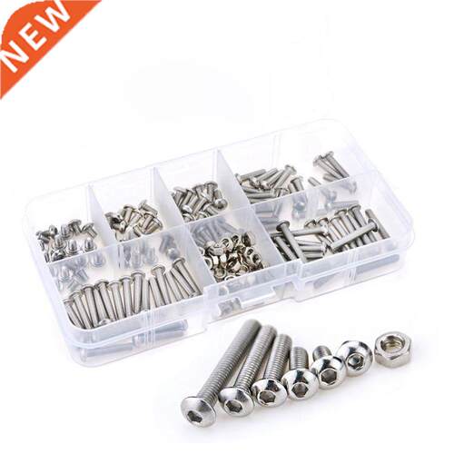 230Pcs M3 Hex Hex Drve Button Head Socket Cap Bolts Screws