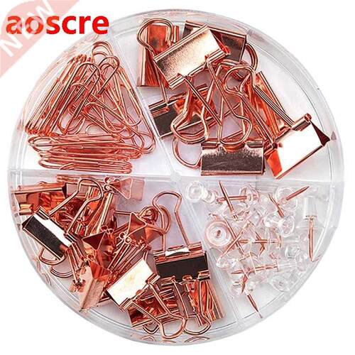 Fashion Binder Clips Paper Clips Push Pins Sets with Box for