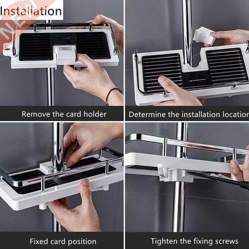 1pcs Shower Rod Rack Bathroom Lift Rod Bracket Shampoo Tray